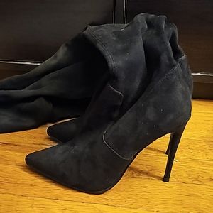 Steve Madden Womens Black Stretchy Dominique Pointed Toe Stiletto Boot Size 6.5